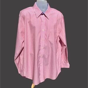 W.H. BELK WEAR PERFECT RED STRIPED LONG SLEEVE BUTTON DOWN COTTON SHIRT SIZE 2XL